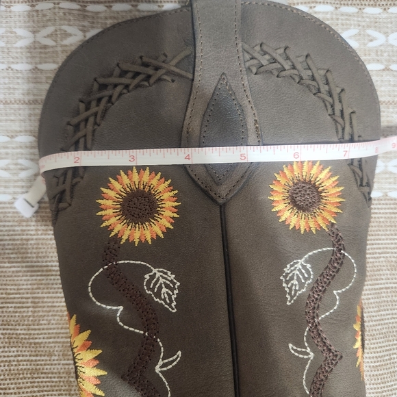 Mexican sunflower leather cowgirl boots size 9.5 womens new botas cuero stitched - Picture 11 of 11